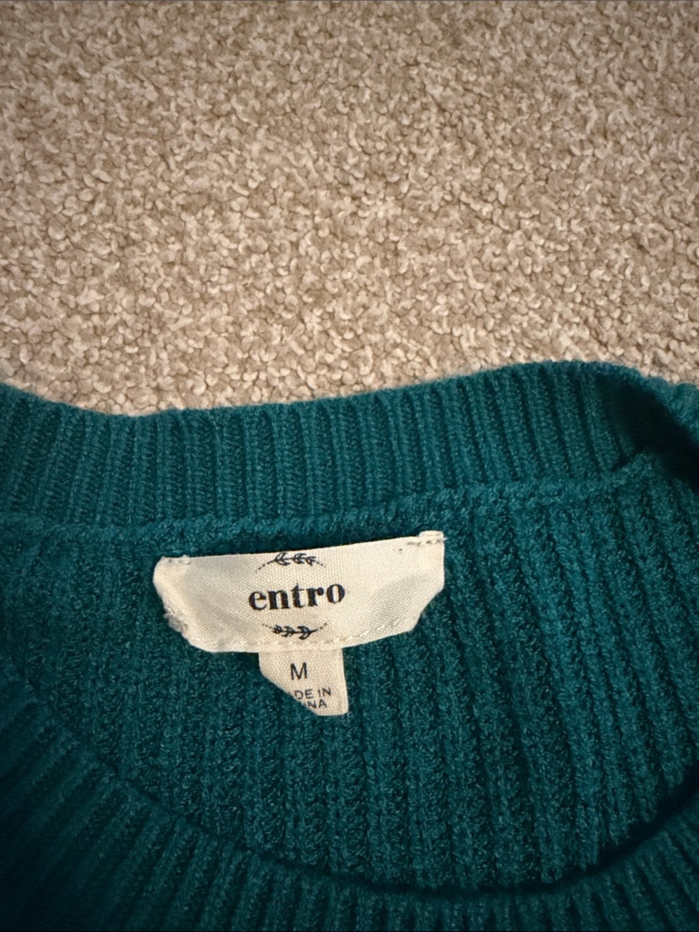 Dark Turquoise Textured Knit Sweater - Picture 5 of 5